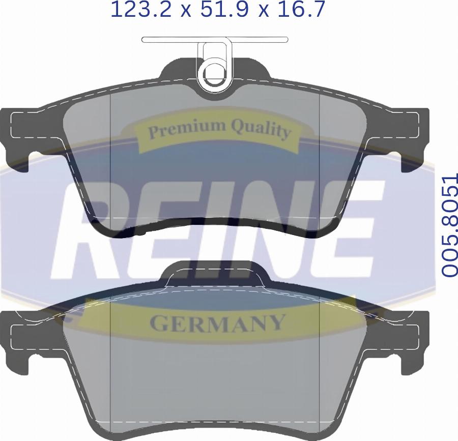 REINE GERMANY .005.8051 - Kit de plaquettes de frein, frein à disque cwaw.fr