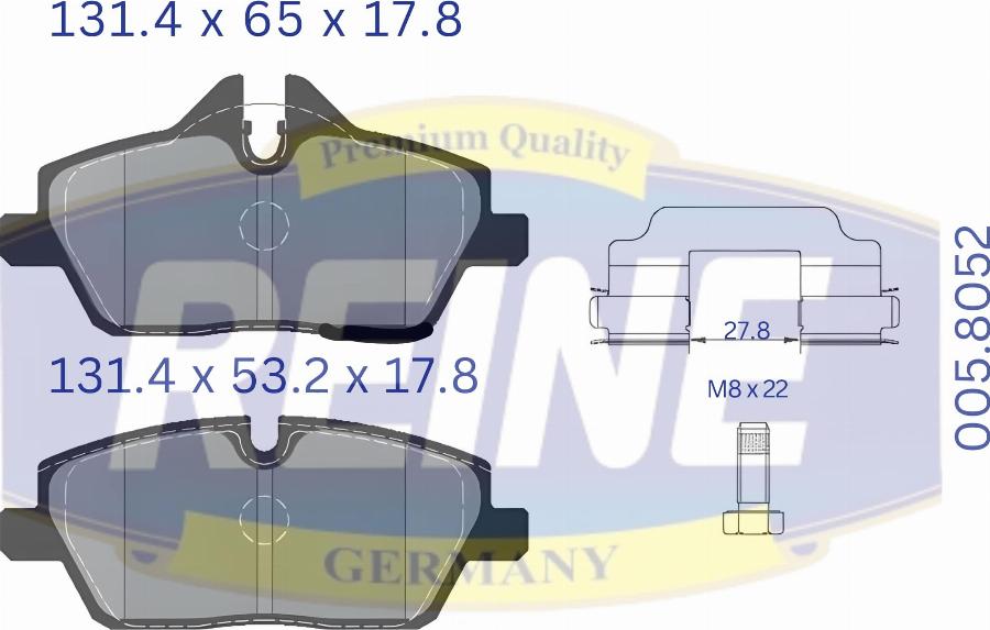 REINE GERMANY .005.8052 - Kit de plaquettes de frein, frein à disque cwaw.fr