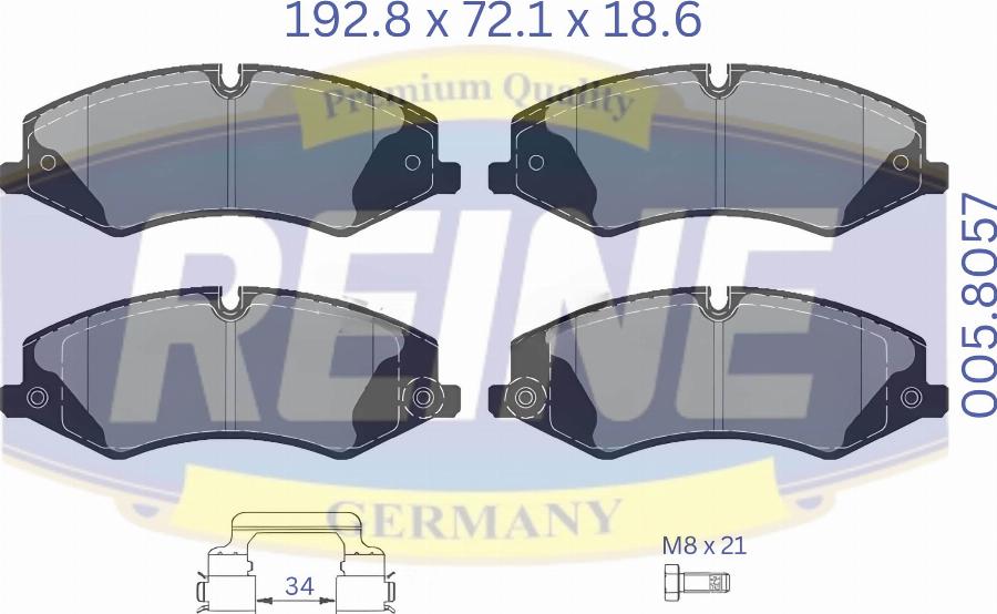 REINE GERMANY .005.8057 - Kit de plaquettes de frein, frein à disque cwaw.fr