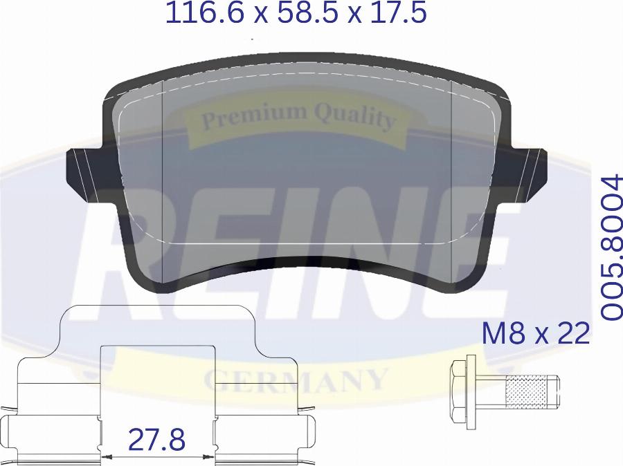 REINE GERMANY .005.8004 - Kit de plaquettes de frein, frein à disque cwaw.fr