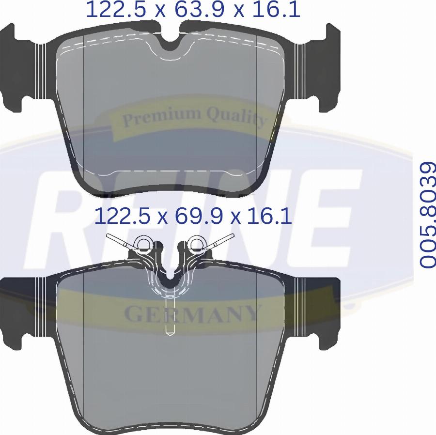 REINE GERMANY .005.8039 - Kit de plaquettes de frein, frein à disque cwaw.fr