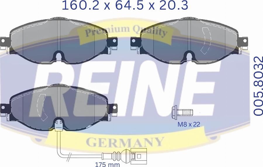 REINE GERMANY .005.8032 - Kit de plaquettes de frein, frein à disque cwaw.fr