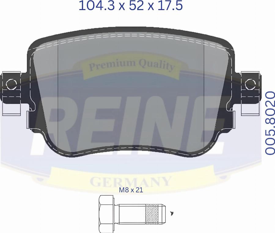 REINE GERMANY .005.8020 - Kit de plaquettes de frein, frein à disque cwaw.fr