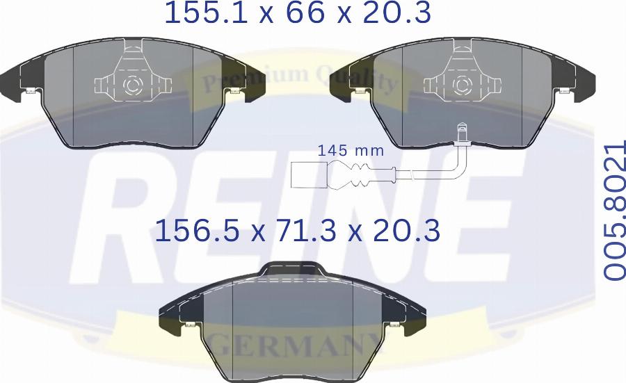 REINE GERMANY .005.8021 - Kit de plaquettes de frein, frein à disque cwaw.fr