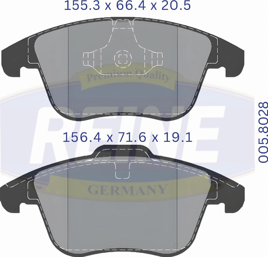 REINE GERMANY .005.8028 - Kit de plaquettes de frein, frein à disque cwaw.fr