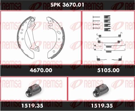 Remsa SPK 3670.01 - Jeu de mâchoires de frein cwaw.fr