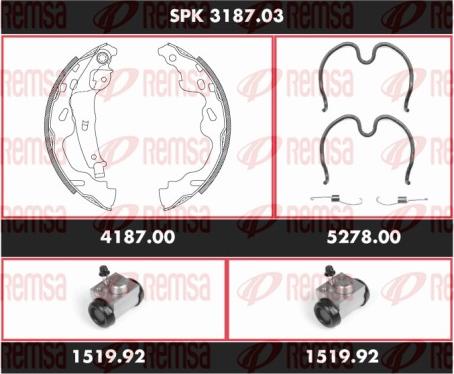 Remsa SPK 3187.03 - Jeu de mâchoires de frein cwaw.fr