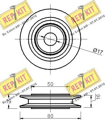 REPKIT RKT1652 - Poulie renvoi / transmission, courroie trapézoïdale à nervures cwaw.fr