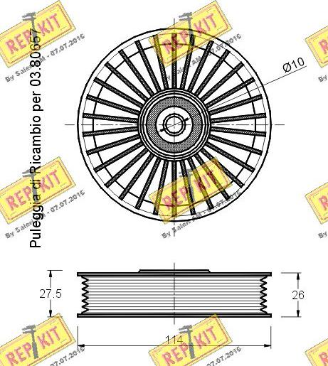 REPKIT RKT1672 - Poulie renvoi / transmission, courroie trapézoïdale à nervures cwaw.fr