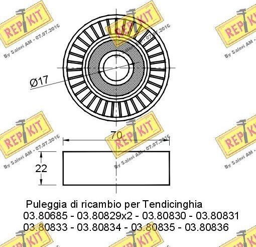 REPKIT RKT1898 - Poulie renvoi / transmission, courroie trapézoïdale à nervures cwaw.fr