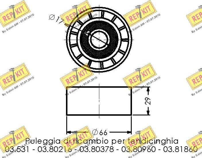 REPKIT RKT1307 - Poulie renvoi / transmission, courroie trapézoïdale à nervures cwaw.fr