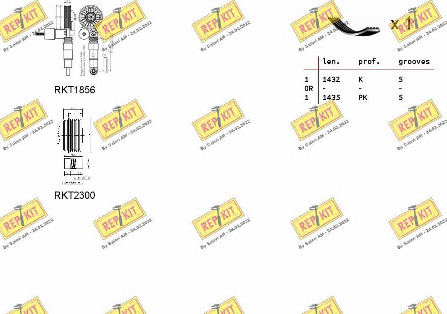 REPKIT RKTA0074 - Jeu de courroies trapézoïdales à nervures cwaw.fr