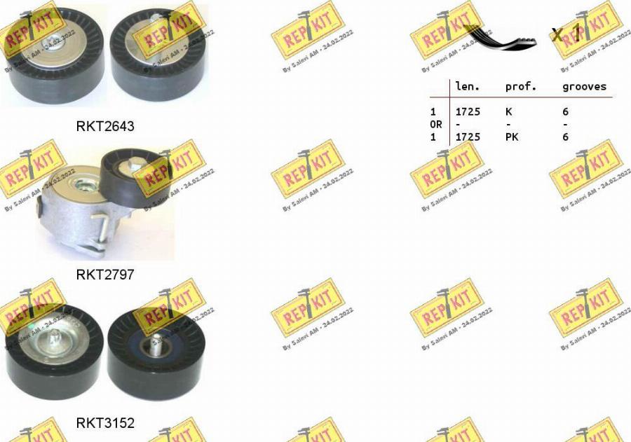 REPKIT RKTA0119 - Jeu de courroies trapézoïdales à nervures cwaw.fr