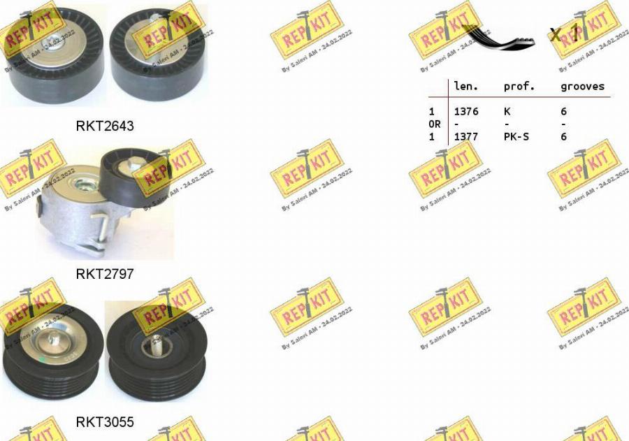 REPKIT RKTA0113 - Jeu de courroies trapézoïdales à nervures cwaw.fr