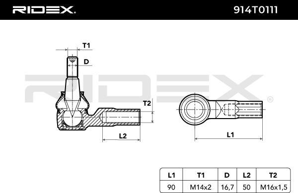 RIDEX 914T0111 - Rotule de barre de connexion cwaw.fr