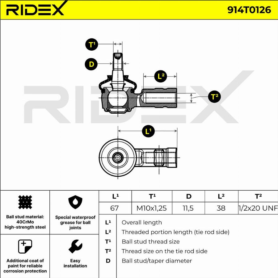 RIDEX 914T0126 - Rotule de barre de connexion cwaw.fr