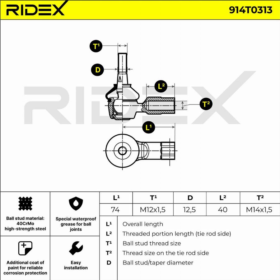 RIDEX 914T0313 - Rotule de barre de connexion cwaw.fr