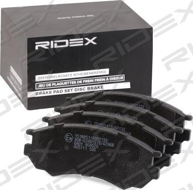 RIDEX 402B0967 - Kit de plaquettes de frein, frein à disque cwaw.fr