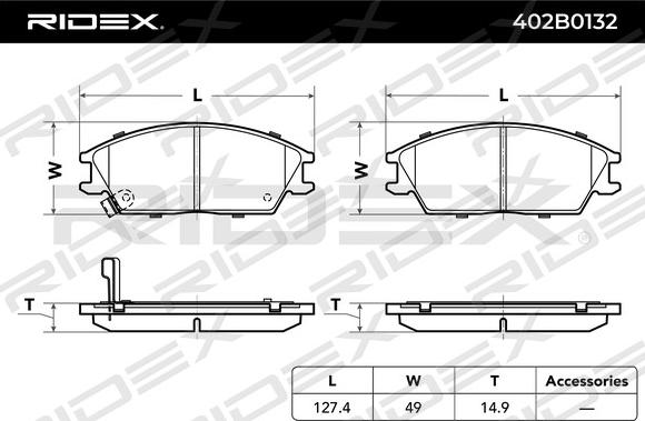 RIDEX 402B0132 - Kit de plaquettes de frein, frein à disque cwaw.fr