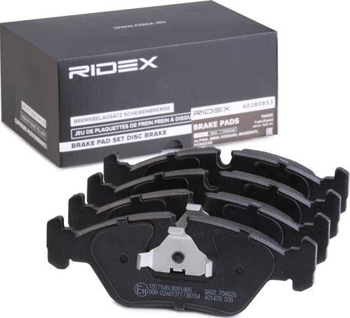 RIDEX 402B0853 - Kit de plaquettes de frein, frein à disque cwaw.fr