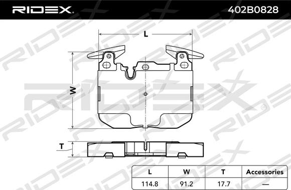 RIDEX 402B0828 - Kit de plaquettes de frein, frein à disque cwaw.fr