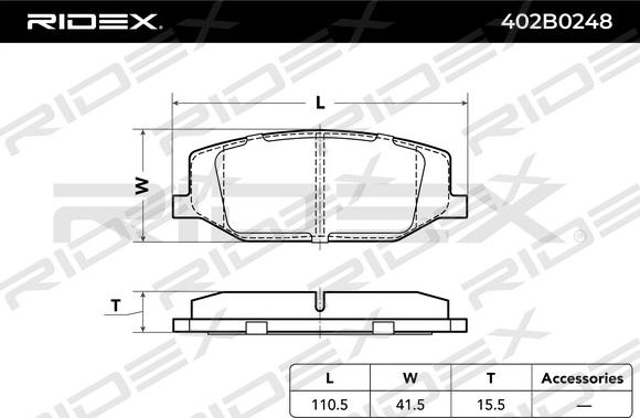 RIDEX 402B0248 - Kit de plaquettes de frein, frein à disque cwaw.fr