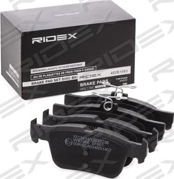 RIDEX 402B1083 - Kit de plaquettes de frein, frein à disque cwaw.fr