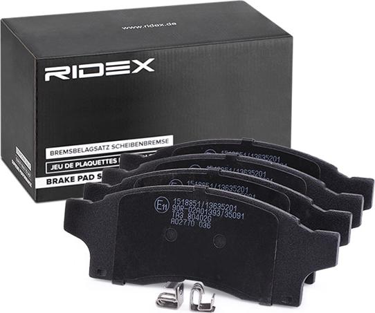 RIDEX 402B1070 - Kit de plaquettes de frein, frein à disque cwaw.fr