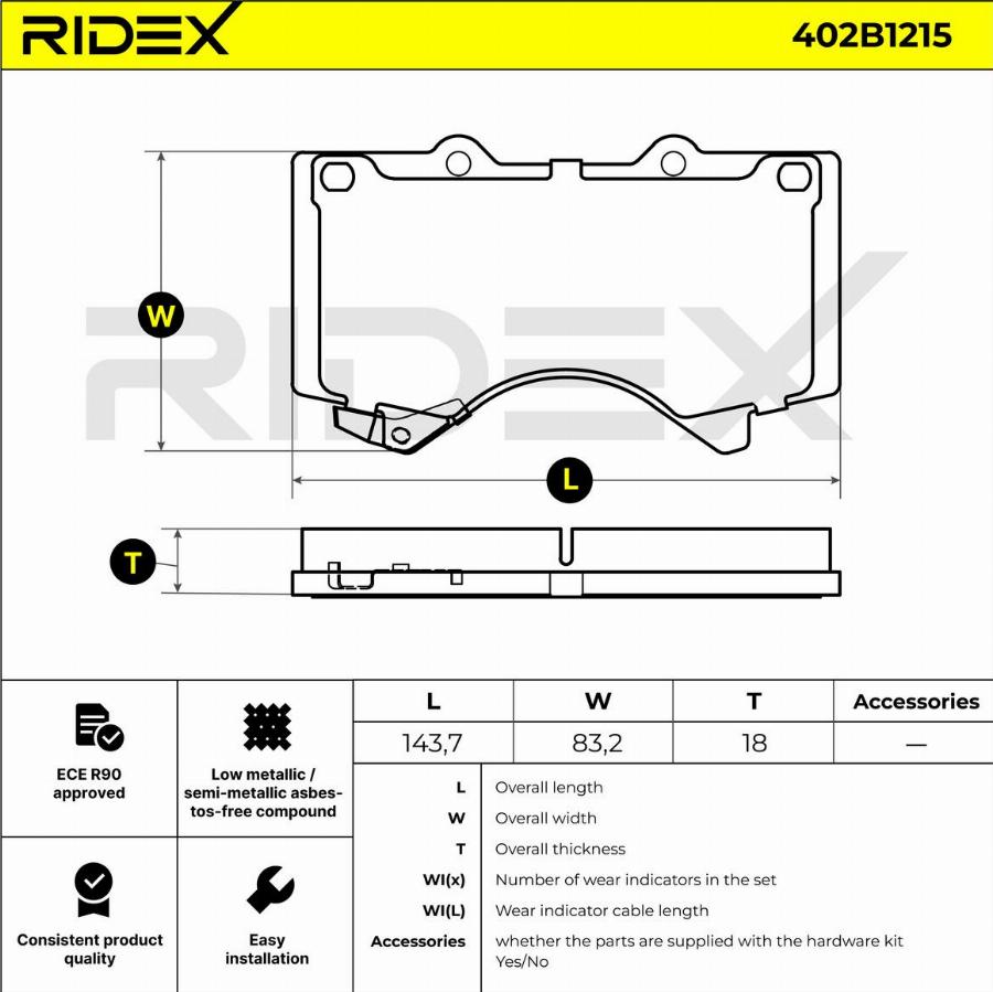 RIDEX 402B1215 - Kit de plaquettes de frein, frein à disque cwaw.fr