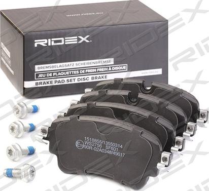 RIDEX 402B1217 - Kit de plaquettes de frein, frein à disque cwaw.fr