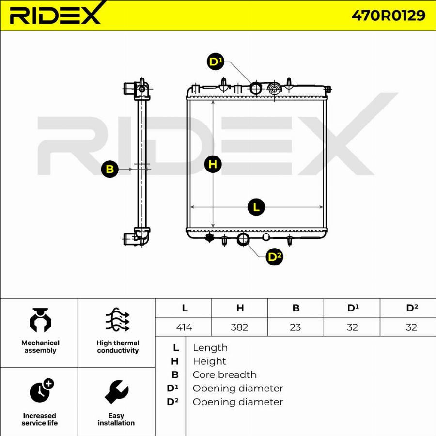 RIDEX 470R0129 - Radiateur, refroidissement du moteur cwaw.fr