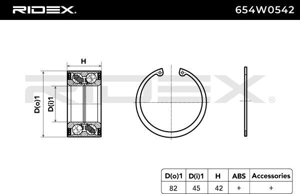 RIDEX 654W0542 - Kit de roulements de roue cwaw.fr