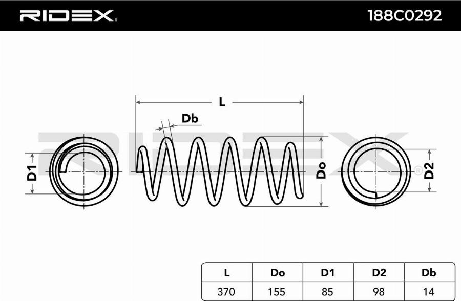 RIDEX 188C0292 - Ressort de suspension cwaw.fr