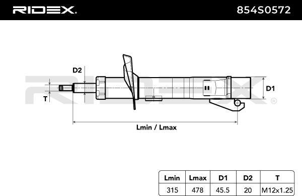 RIDEX 854S0572 - Amortisseur cwaw.fr