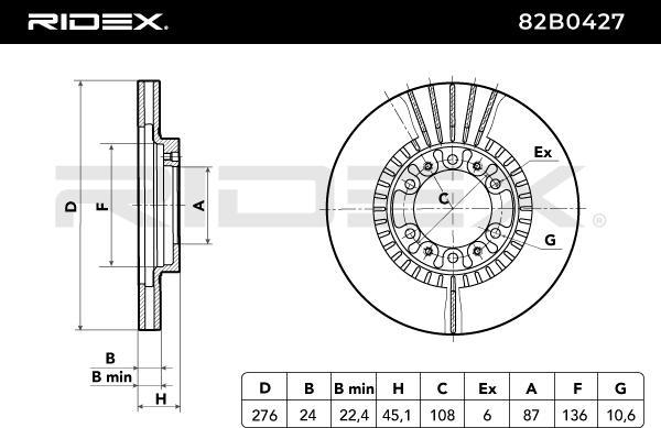 RIDEX 82B0427 - Disque de frein cwaw.fr