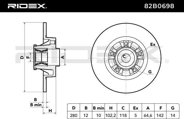 RIDEX 82B0698 - Disque de frein cwaw.fr