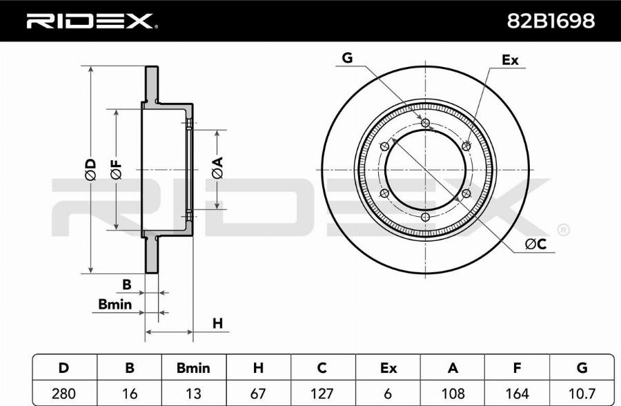 RIDEX 82B1698 - Disque de frein cwaw.fr