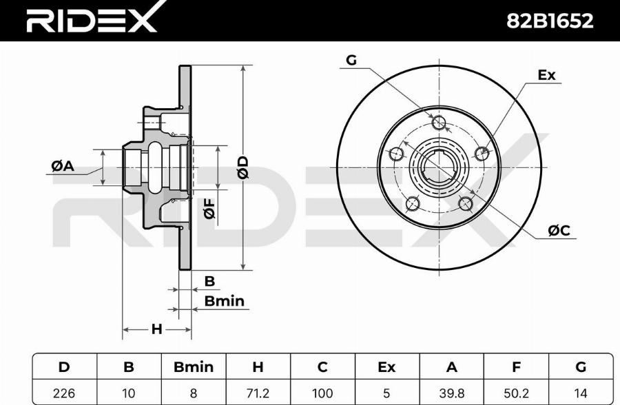 RIDEX 82B1652 - Disque de frein cwaw.fr