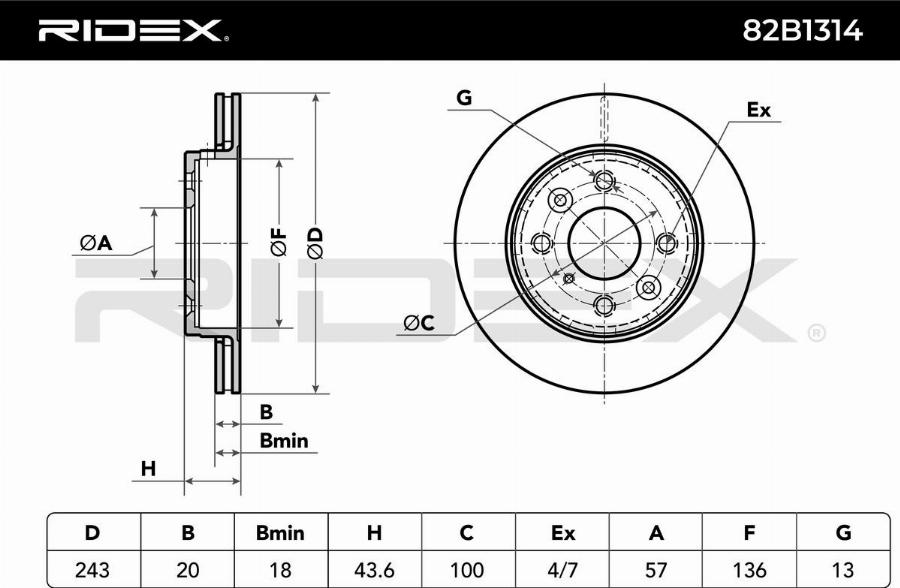 RIDEX 82B1314 - Disque de frein cwaw.fr