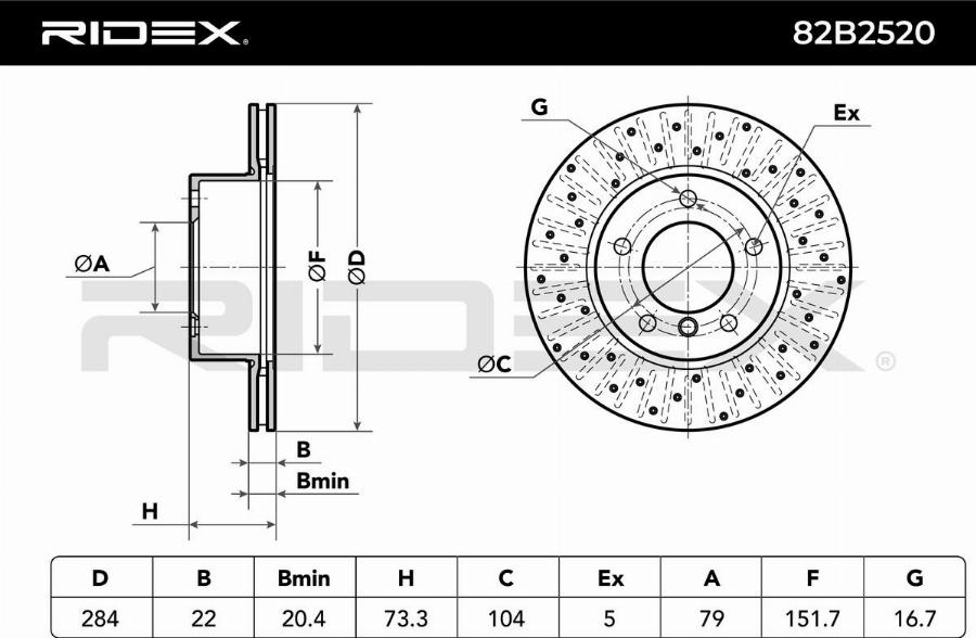 RIDEX 82B2520 - Disque de frein cwaw.fr