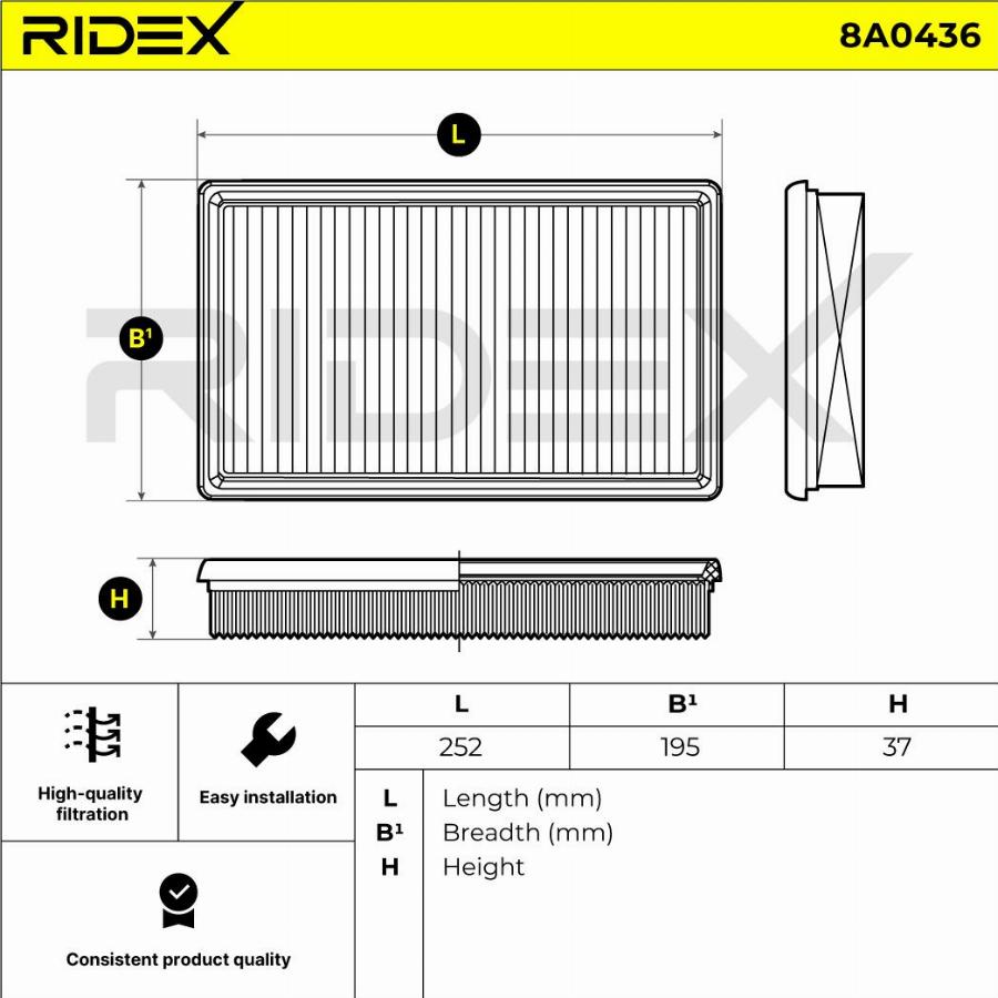 RIDEX 8A0436 - Filtre à air cwaw.fr