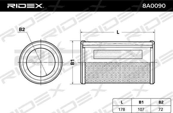 RIDEX 8A0090 - Filtre à air cwaw.fr