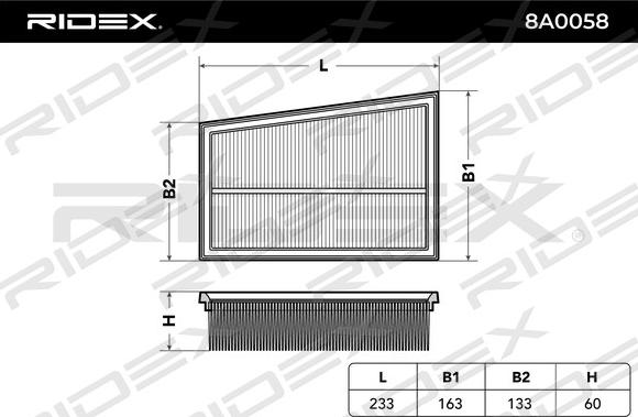 RIDEX 8A0058 - Filtre à air cwaw.fr