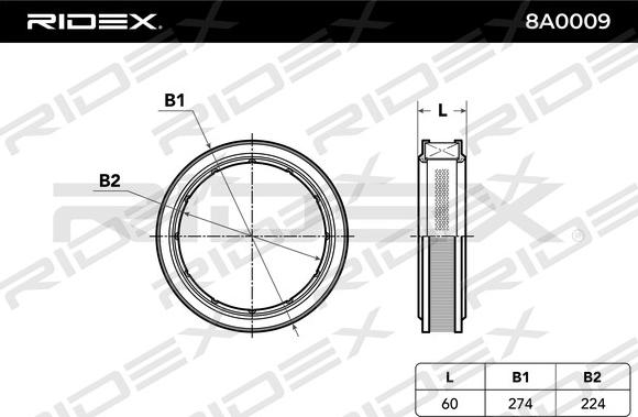 RIDEX 8A0009 - Filtre à air cwaw.fr