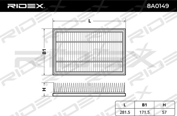 RIDEX 8A0149 - Filtre à air cwaw.fr