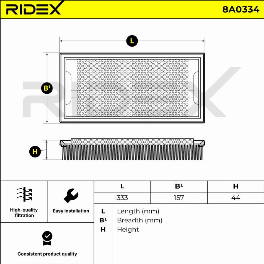 RIDEX 8A0334 - Filtre à air cwaw.fr