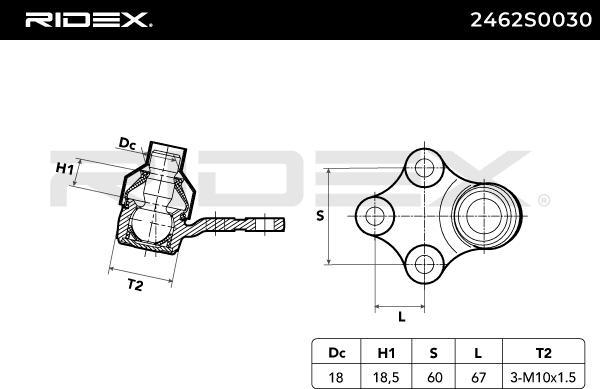 RIDEX 2462S0030 - Rotule de suspension cwaw.fr