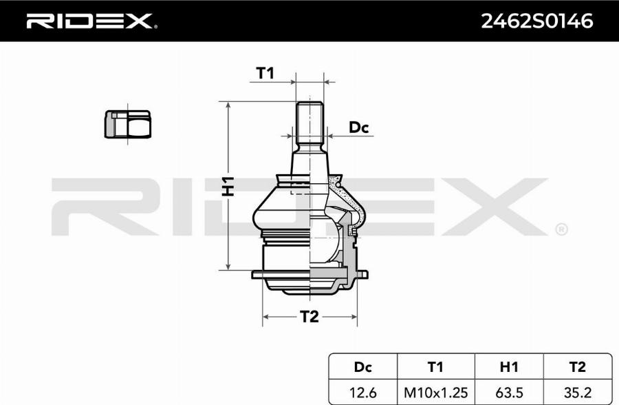 RIDEX 2462S0146 - Rotule de suspension cwaw.fr