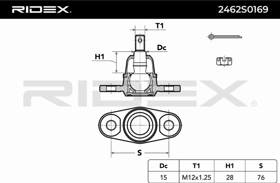 RIDEX 2462S0169 - Rotule de suspension cwaw.fr