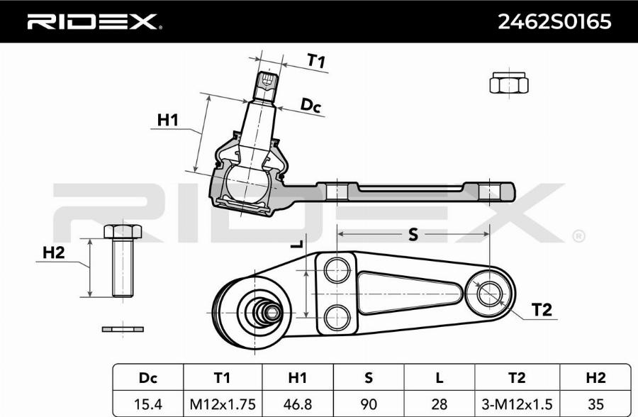 RIDEX 2462S0165 - Rotule de suspension cwaw.fr